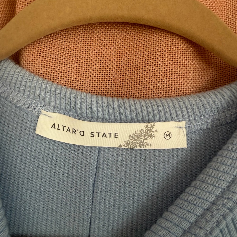 Altar'd State Sky Blue Ribbed Tee - Picture 2 of 4